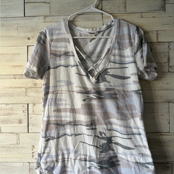Tops - Camouflage V-Neck Women’s Top criss cross strap medium